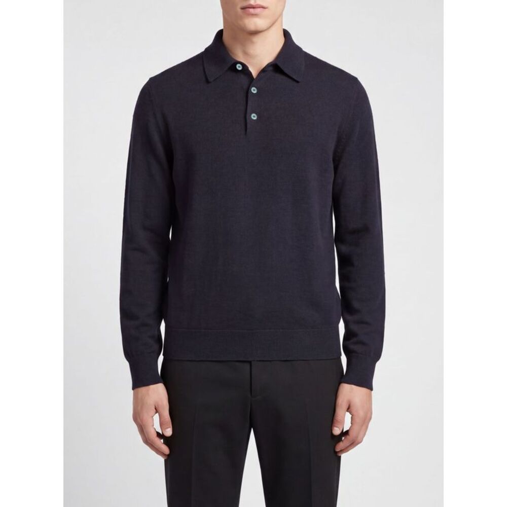 Zegna Men Zegna Cashmere And Silk Long-Sleeved Knit Polo